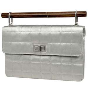 CHANEL 2.55 Line Chocobar Clutch Handbag in Satin Gray for Women